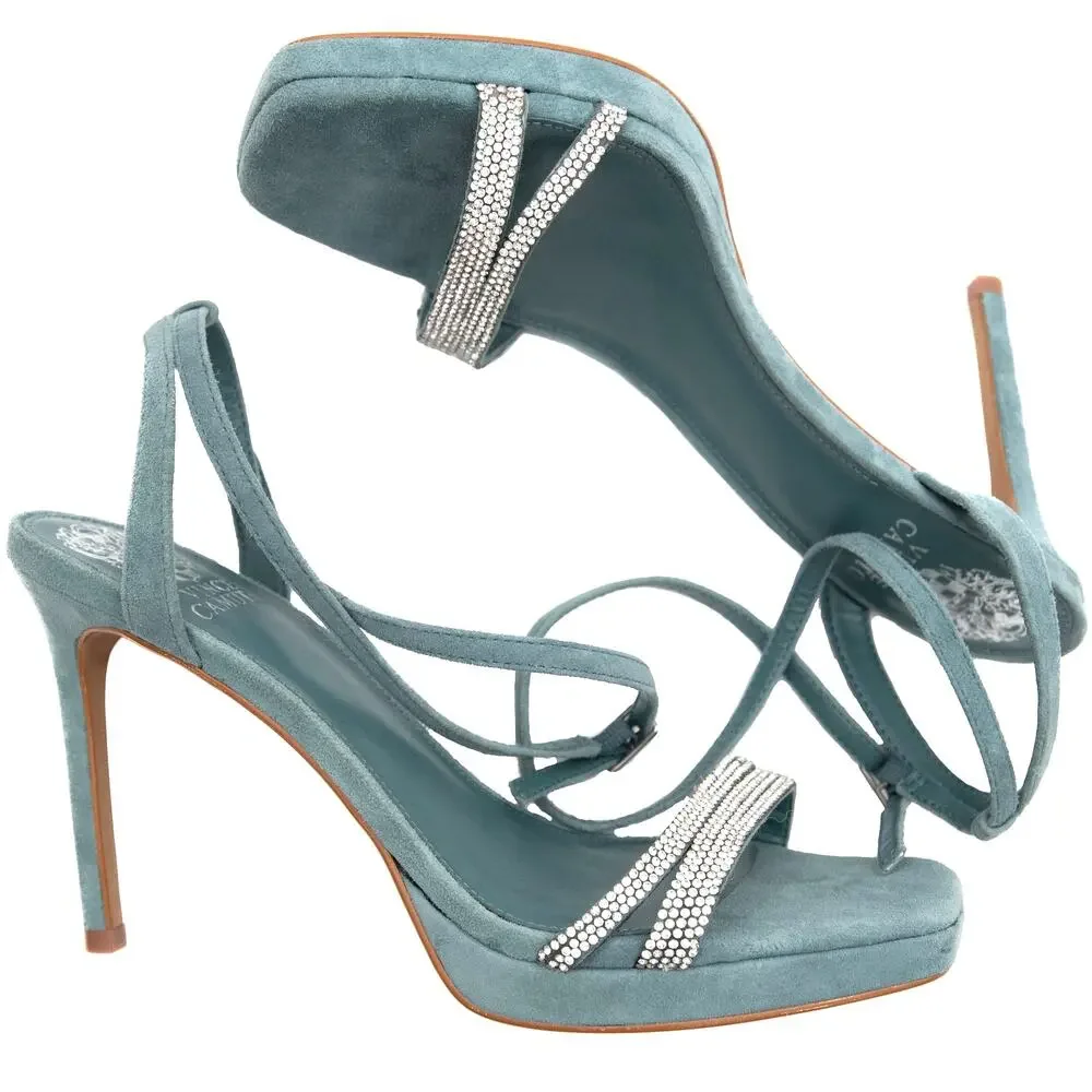 Vince Camuto Aqua Blue Shaded Spruce Kiahna Ankle Wrap Stiletto Heels Size 8